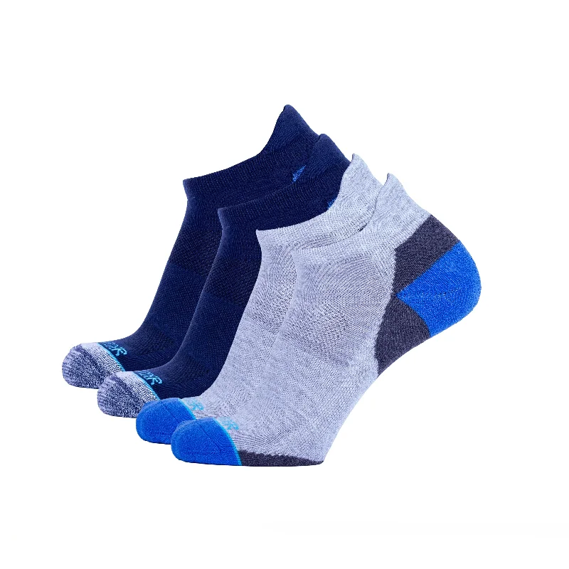 Super Bargain Heather Grey With Cobalt & Navy Heather Grey Two Pack - Extra Cushioned Ankle Socks Super Bargain Heather Grey With Cobalt & Navy Heather Grey Two Pack - Extra Cushioned Ankle Socks