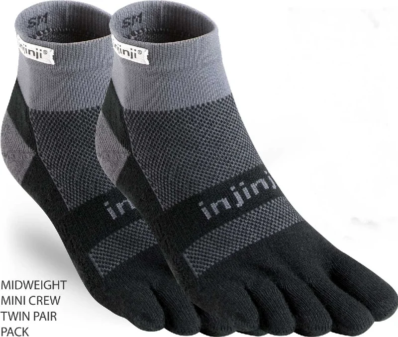 Special Buy Injinji Mid-Weight Performance Run Mini-Crew Toe Socks TWIN PACK (INJ-PER-MC-TWIN) Special Buy Injinji Mid-Weight Performance Run Mini-Crew Toe Socks TWIN PACK (INJ-PER-MC-TWIN)