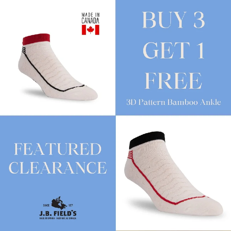 Steal Deal J.B. Field's Athletic "3D" Bamboo No-Show Sport Ankle Socks (3pk) -  CLEARANCE
