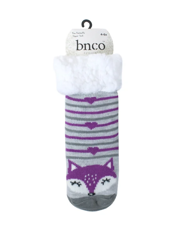 Cash Savings Kids Purple Fox Slipper Socks