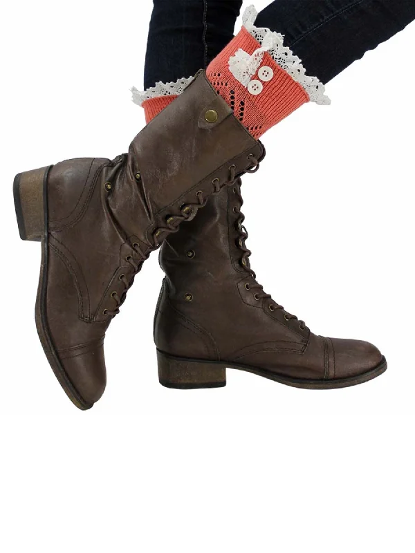 Weekend Bargains to Relish Knit Boot Liner Leg Warmers With Lace Trim