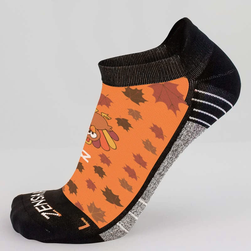 Hurry Up Leafy Turkey Running Socks (No Show)