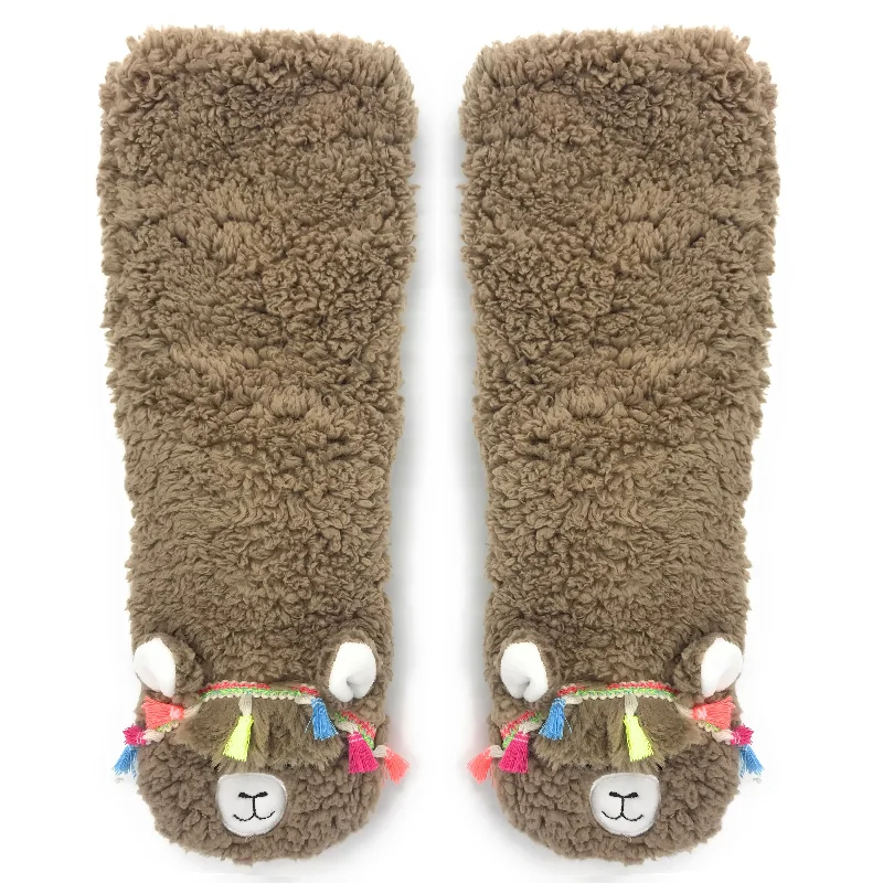 New Arrival Llama Call You Plush Slipper Socks