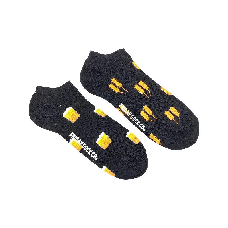 Weekend Discounts You Deserve Men's Black Beer & Wheat Ankle Socks