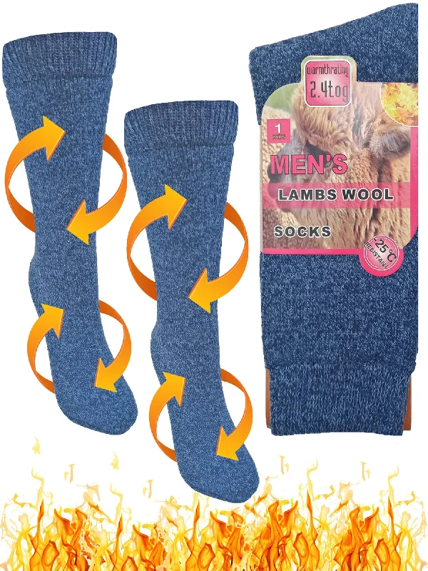 Your Weekend, Your Savings Mens Blue Marled Knit 3-Pack Thick Thermal Wool Socks