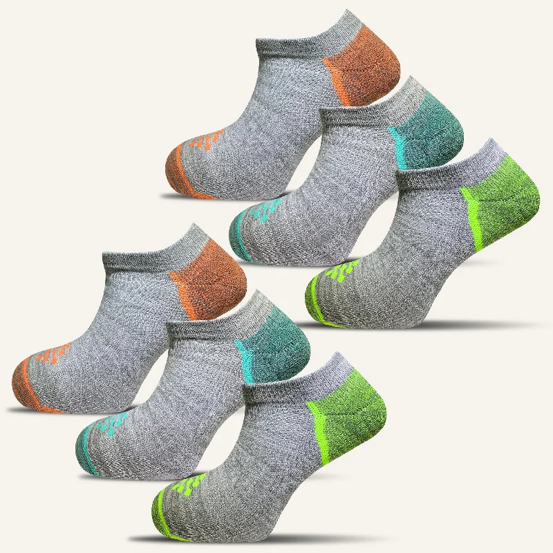Reduced Price Men's Colorful Sport Cushioned Ankle Socks- 6 Pair
