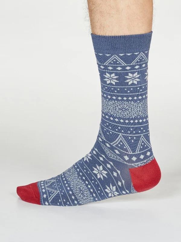 Weekend Specials to Celebrate OLWIN FAIRISLE SOCKS - BLUE SLATE