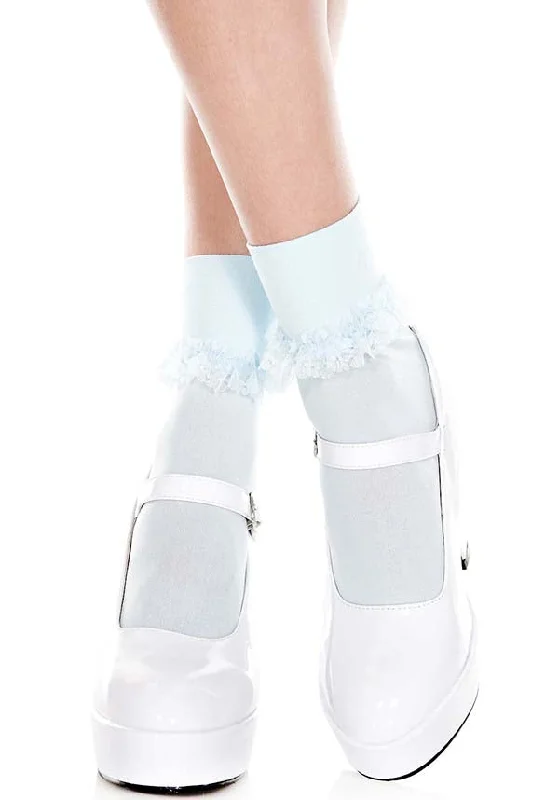 Today Only Opaque Ruffle Trim [Baby Blue] | ANKLE SOCKS