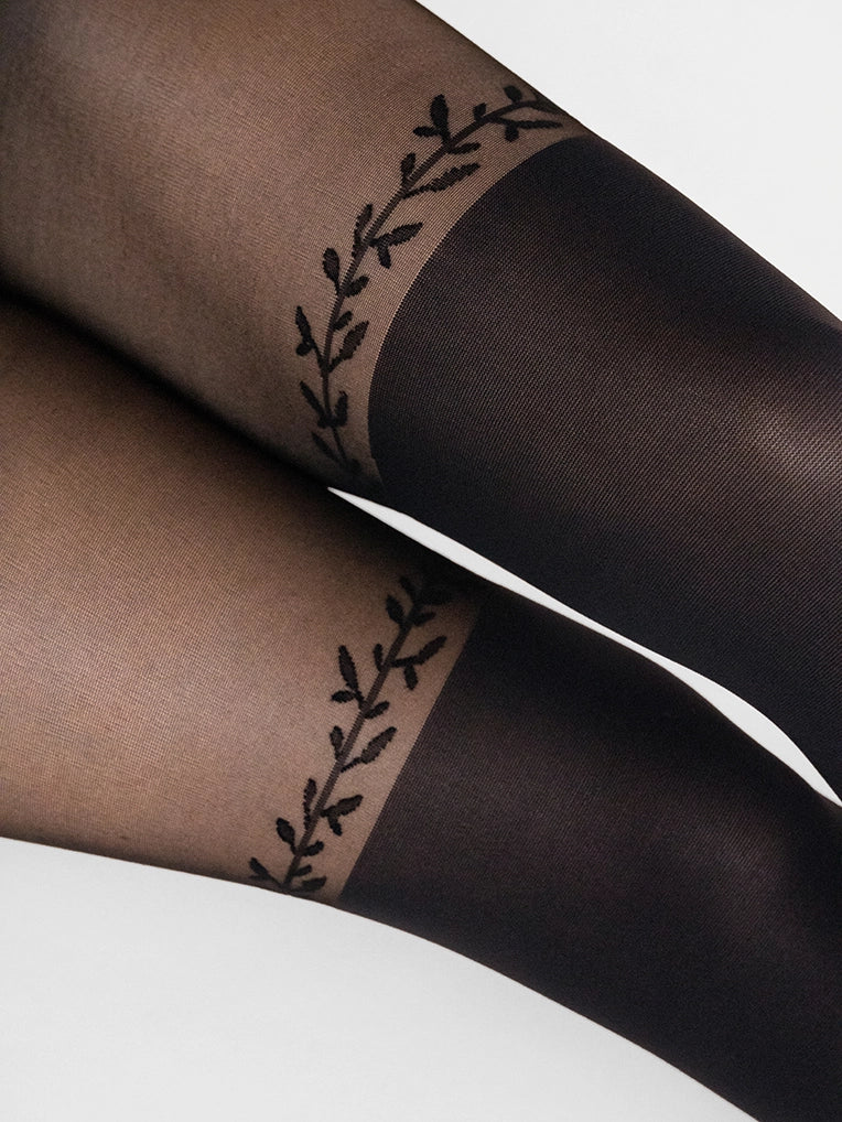 Weekend Discounts You Deserve Leaf Line Over-the-Knee Tights