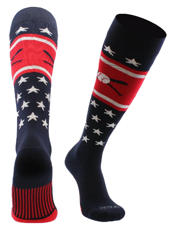 Savings Soar This Weekend Patriotic USA Baseball Socks with Baseball Bats Logo