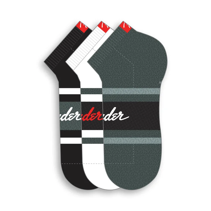 Quick Sale "FENDER RETRO STRIPE LINER"  3 Pair Assorted Ankle Socks by Perri's Socks - Large