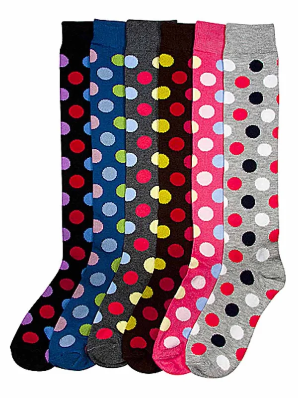 Weekend Discounts to Enjoy Polka Dot Print Multicolor Assorted 6-Pack Knee High Socks Weekend Discounts to Enjoy Polka Dot Print Multicolor Assorted 6-Pack Knee High Socks