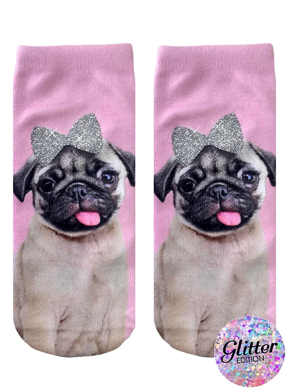 Crazy Deal Pug With Bow Ankle Socks