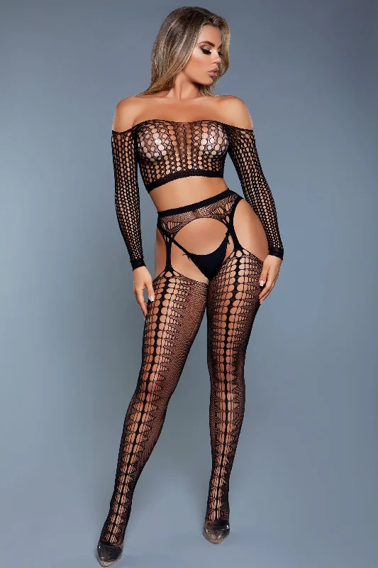 Big Savings Queen Run The World Cami & Suspender Pantyhose