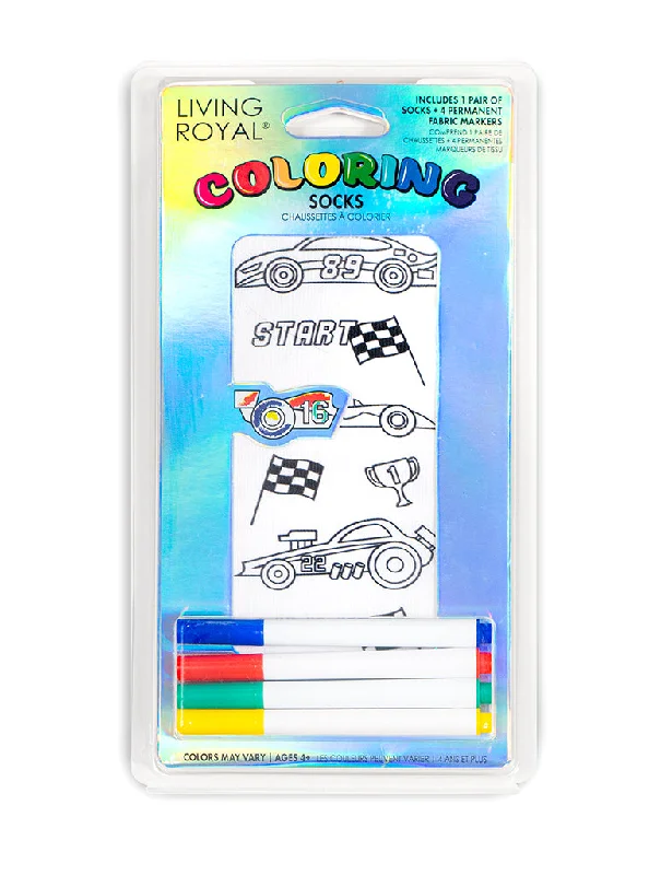 Weekend Savings Galore Race Car Coloring Sock