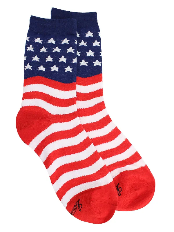 While Supplies Last Red White & Blue Patriotic American Flag Womens Crew Socks