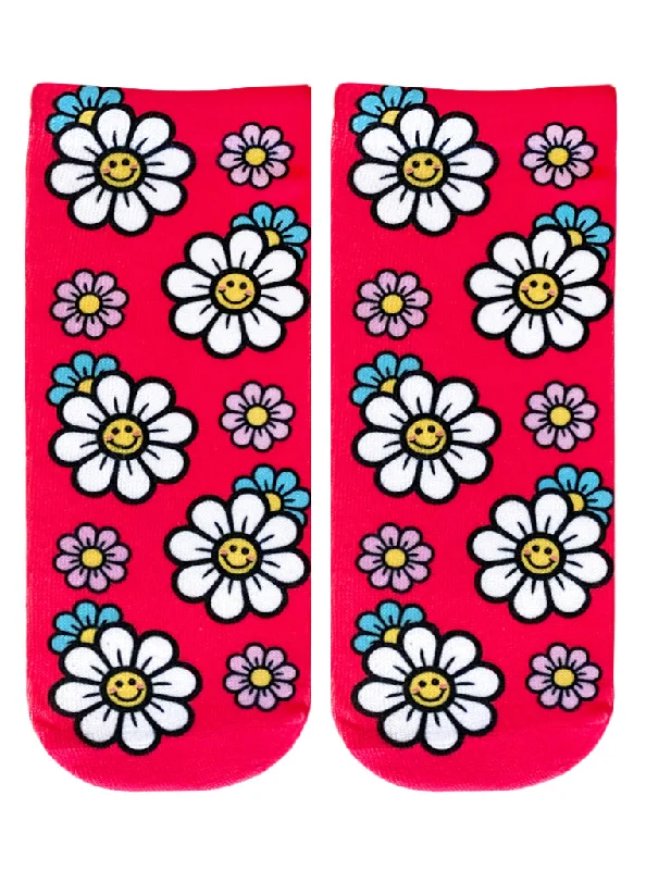 Celebrate the Weekend with Discounts Smiley Daisy Flowers Ankle Socks