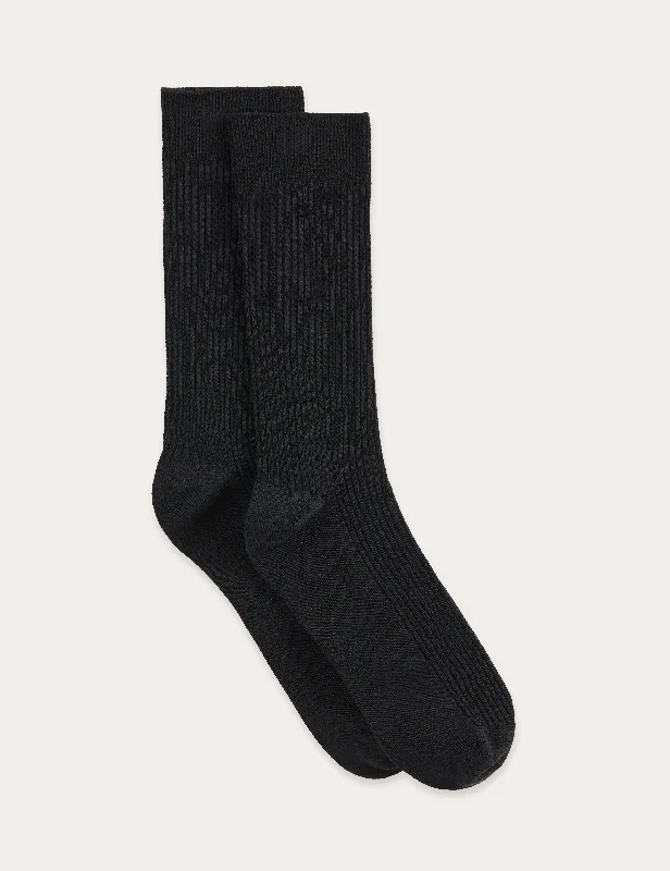 Weekend Discounts Worth Grabbing Ribbed Crew Socks - Black