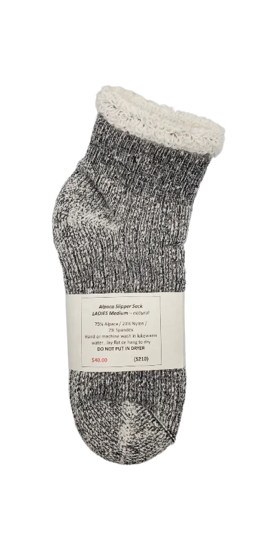 Reduced Rates S210 Alpaca Slipper Sock Natural Ladies Medium