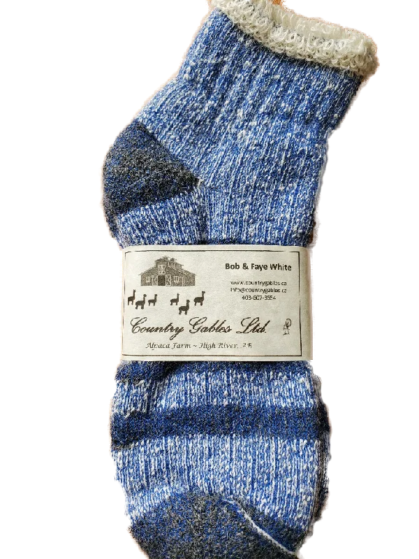 Savings Event S625 Alpaca Thermal Slipper Sock Navy Stripe Ladies Large / Mens Medium