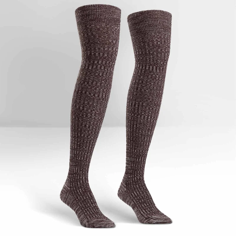 Massive Savings Sock It To Me Women's Over the Knee Socks - Brown Mixed Rib