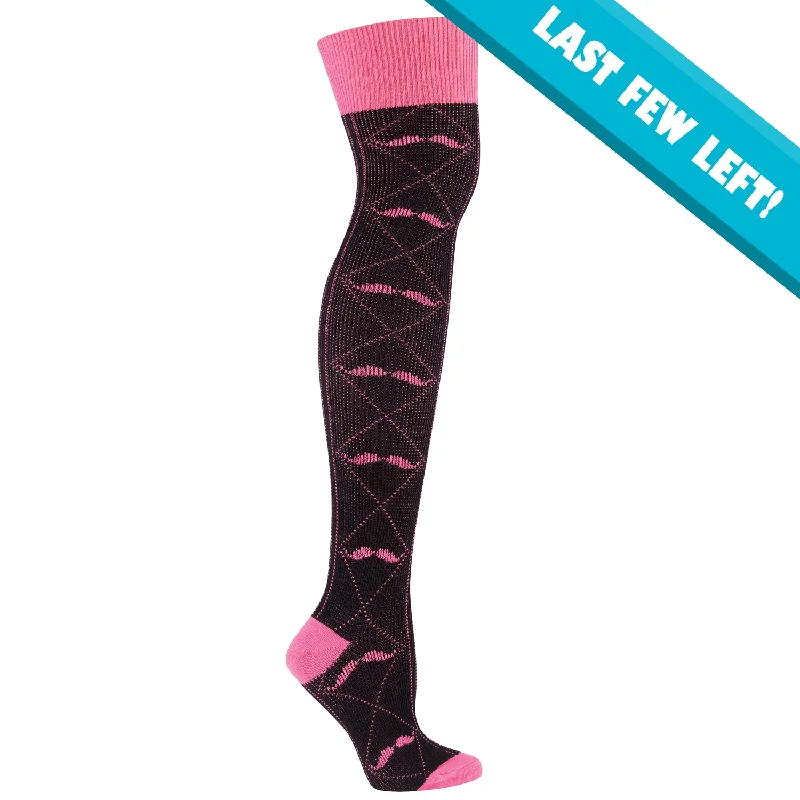 Pay Less Sock It To Me Women's Over the Knee Socks - Pink Moustache