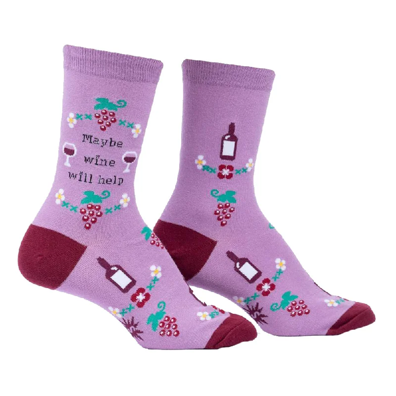 Weekend Sale: Don't Miss Out Sock It To Me Women's Crew Socks - Maybe Wine Will Help Weekend Sale: Don't Miss Out Sock It To Me Women's Crew Socks - Maybe Wine Will Help