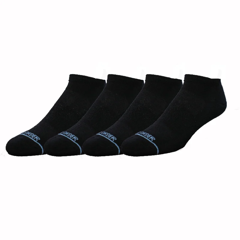 Overstock Clearance Solid Black Two Pack - Extra Cushioned Ankle Socks