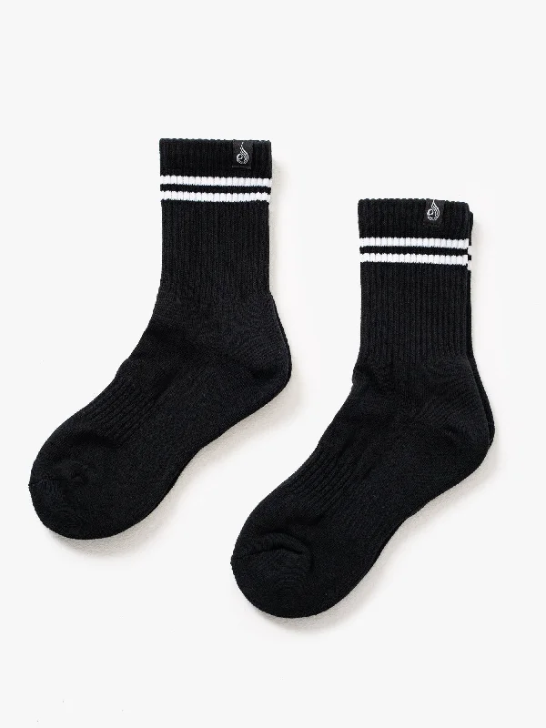 Weekend Steals Await Stripe Crew Socks - Black