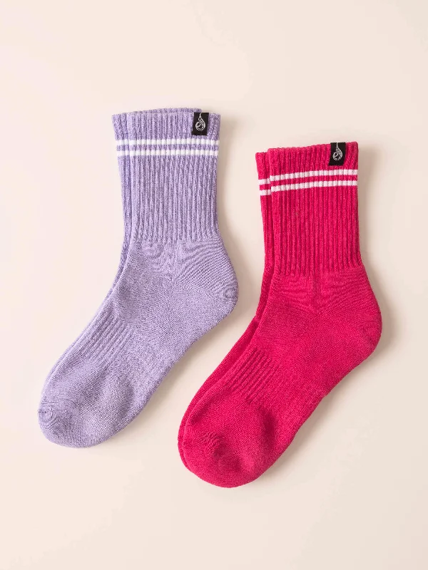 Weekend Deals That Impress Stripe Crew Socks - Hot Pink/Lavender