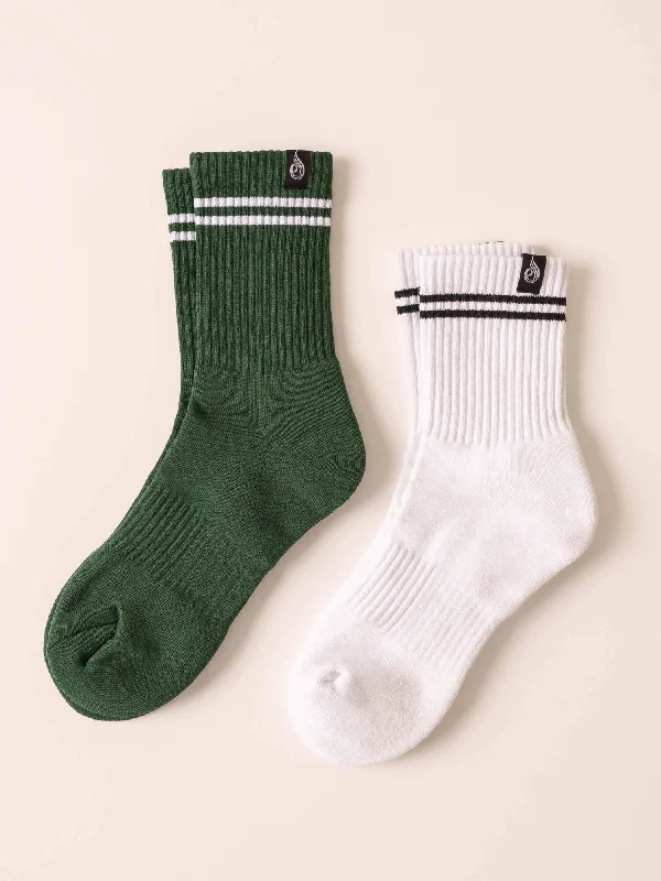 Weekend Savings Sensation Stripe Crew Socks - White/Green