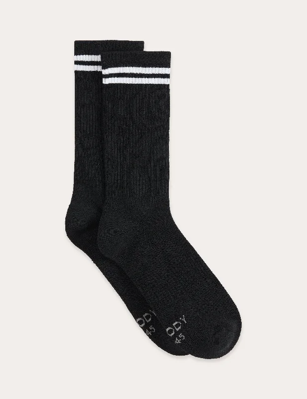 Weekend Deals That Dazzle Striped Cushioned Crew Socks - Black/White