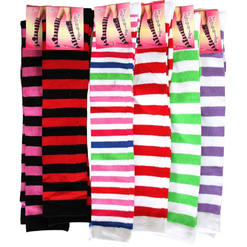 Reduced Rates Pure Cotton Striped Knee High Socks