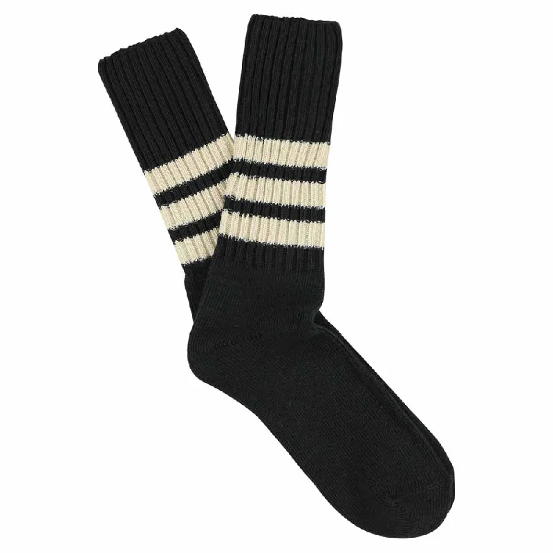 Reduced Price Stripes Crew Socks - Black / Ecru