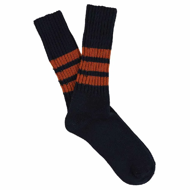 Time-Limited Offer Stripes Crew Socks - Blue / Rust