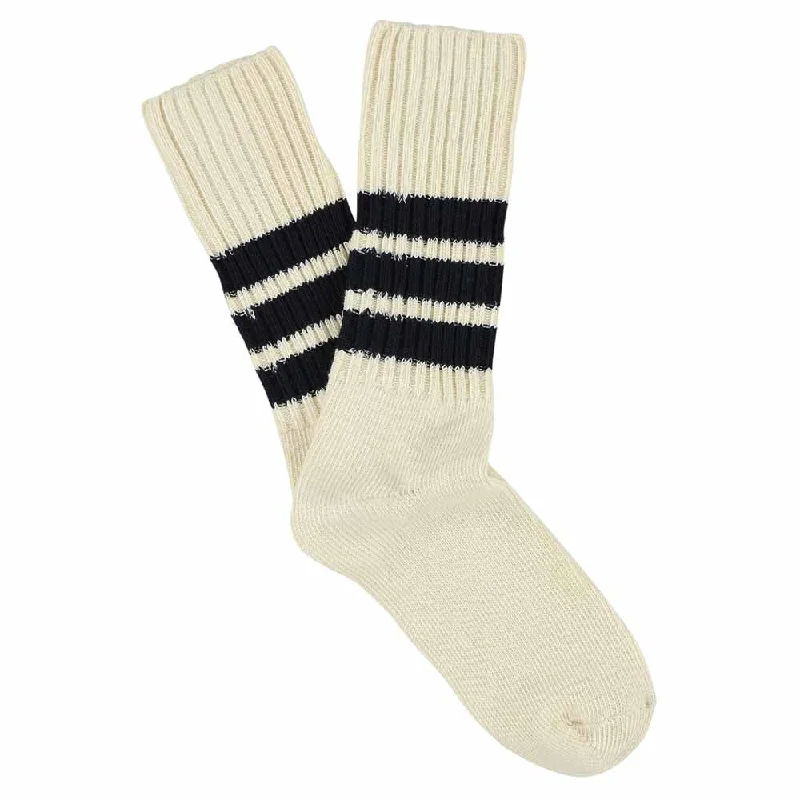 Value Deals Stripes Crew Socks - Ecru / Blue