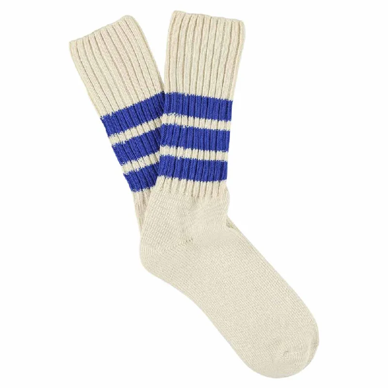 Your Weekend, Your Savings Stripes Crew Socks - Ecru / Bright Blue
