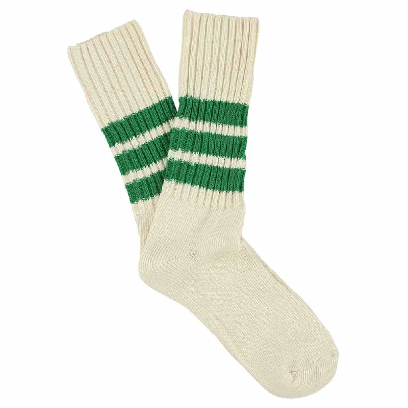 Exclusive Weekend Offers Inside Stripes Crew Socks - Ecru / Green