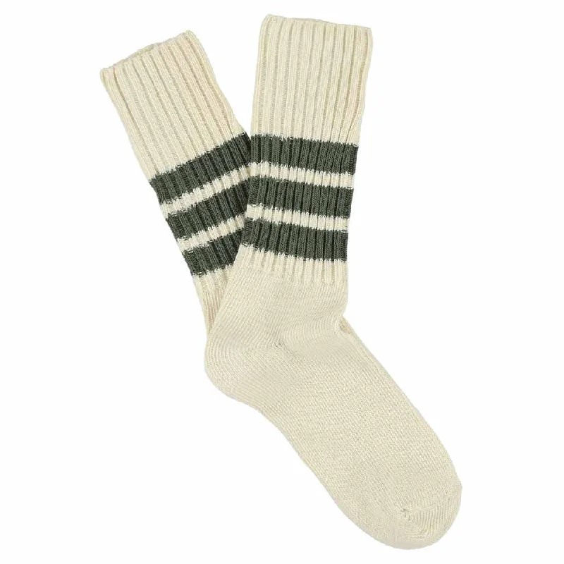 Weekend Sale: Don't Miss Out Stripes Crew Socks - Ecru / Khaki