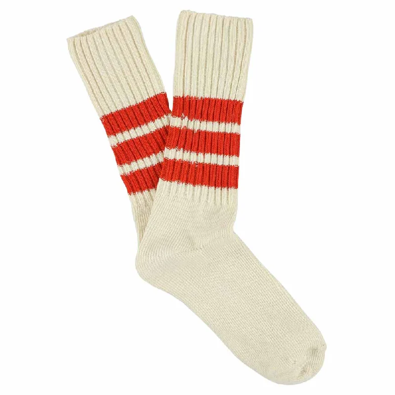 Weekend Specials You Can't Miss Stripes Crew Socks - Ecru / Orange