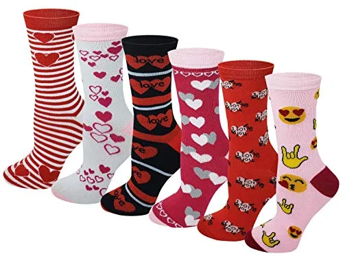 Reduced Rates Sumona 6 Women Pairs Valentine's Day Fancy Design Crew Socks