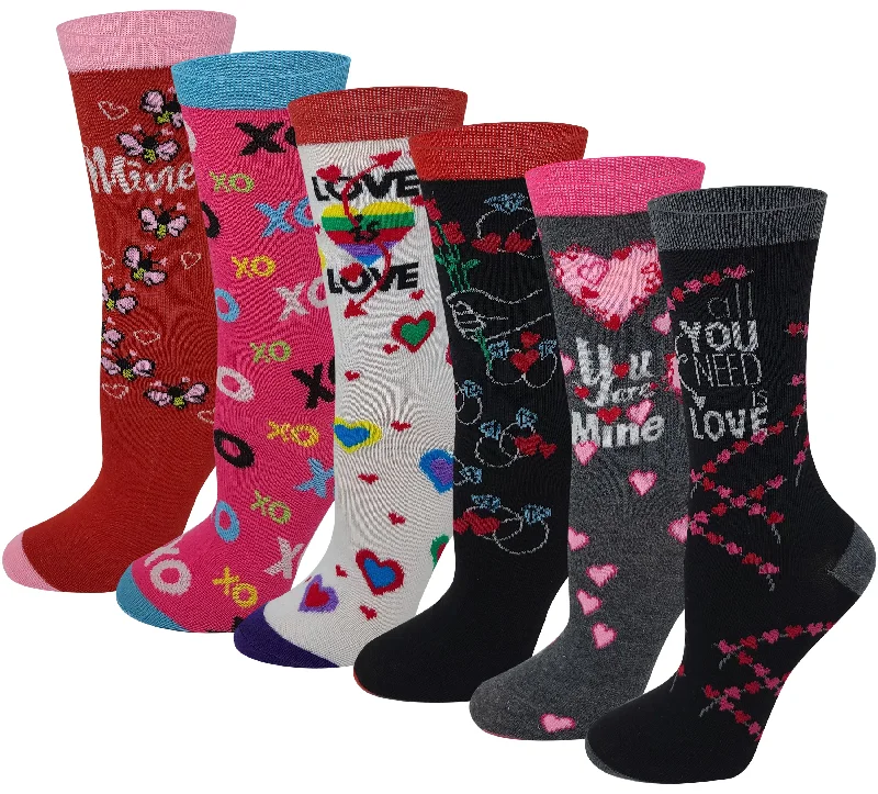 Pay Less Sumona 6 Women Pairs Valentine's Day novelty Crew Socks