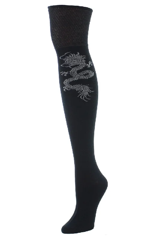 Weekend Offers That Please Textured Cuff Dragon Over the Knee Socks