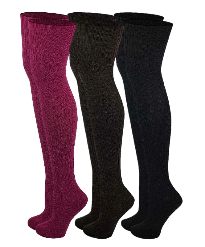Savings Event Thigh High Wool Boot Socks | Winter Cable Knit | Women (3 pairs)