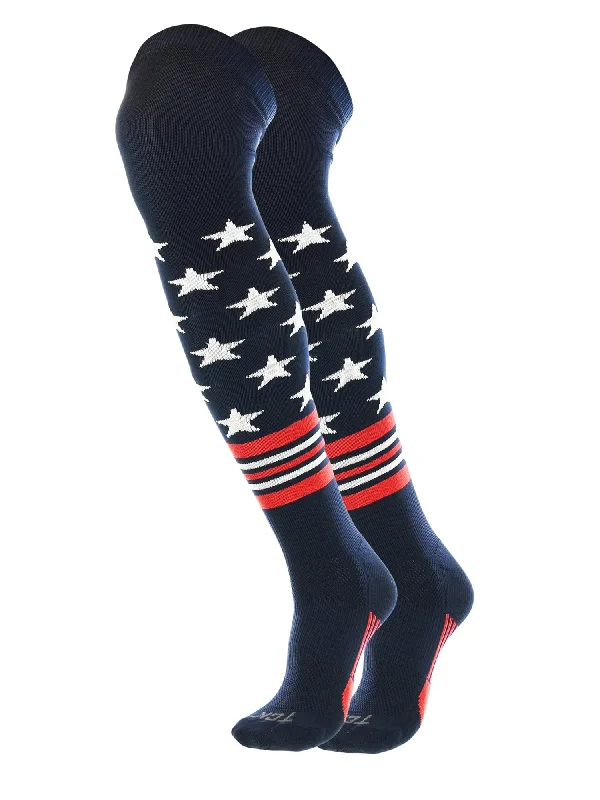 Weekend Savings Sensation USA Freedom Baseball Socks Long Over the Knee