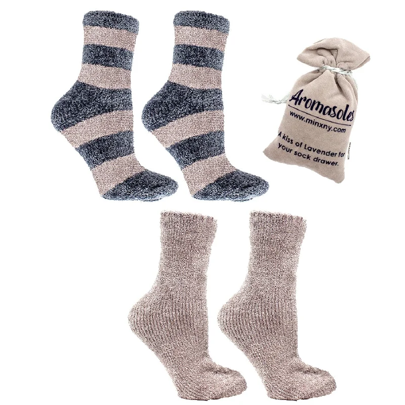 Unbeatable Deal 2 Pairs - Velvet Slipper Socks With Lavender infused