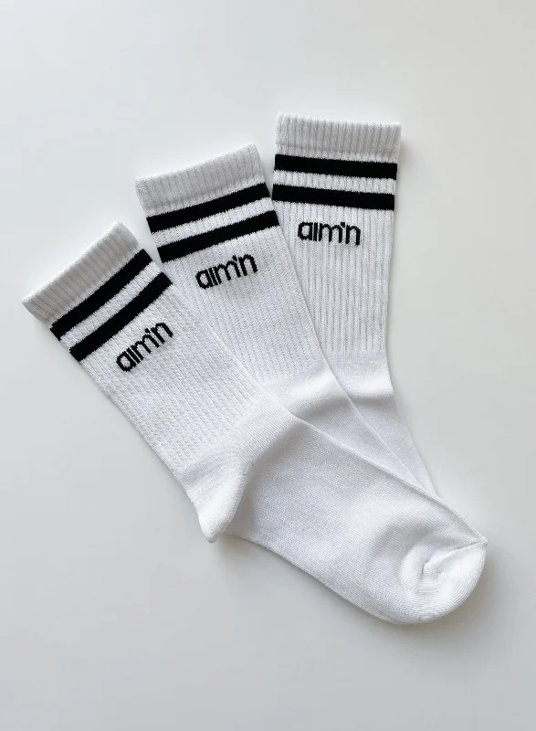 Midnight Madness White Aim High Socks 3-pack