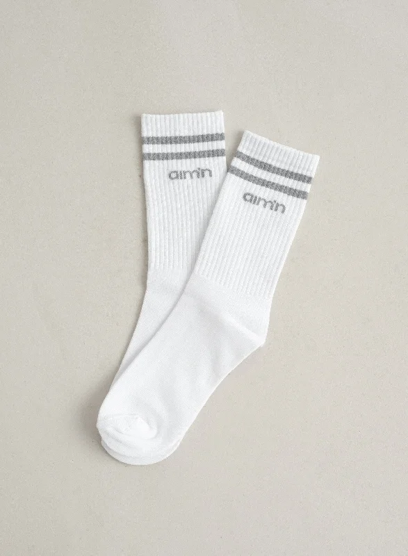 Weekend Savings Spree White Reflective Aim High Socks