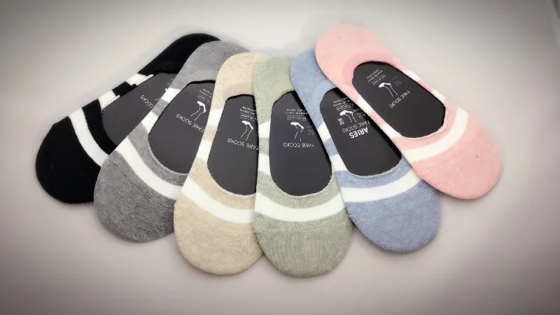 Weekend Offers That Impress Wide Stripes, 6 Pairs Cute Nonslip No Show Women Socks
