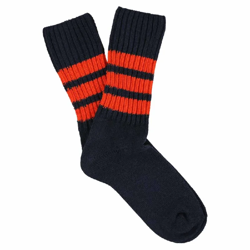 Value Pack Women Stripes Crew Socks - Blue / Orange